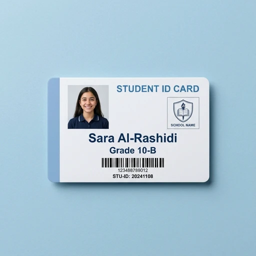 Student ID card printed by Chrisans Solutions Kuwait